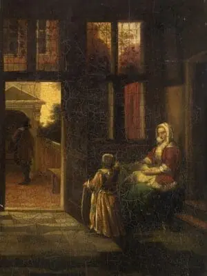 Unknown artist. Partial copy after Pieter de Hooch 