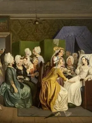 Wilhelm Marstrand, Scene from Ludvig Holberg's ”The Lying-in Room”